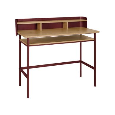 Bureau Métal Et Décor Bois 3 Niches 100cm Rouge - Molto Bureau Métal Et Décor Bois 3 Niches 100cm Rouge - Molto