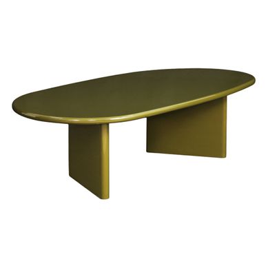 Table Basse Ovale Finition Glossy Kaki - Rumi