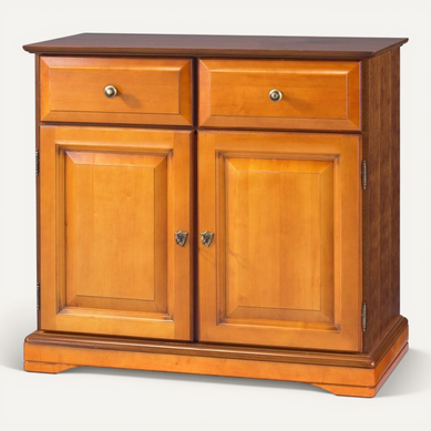 Buffet 2 Portes 2 Tiroirs Merisier 2 Niches L 82.4 H 77.2 P 41 Cm