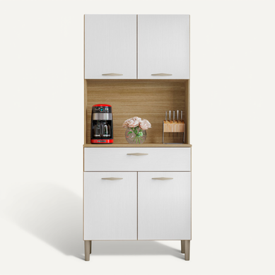 Buffet De Cuisine 4 Portes 1 Tiroir Chêne Et Blanc L 74.5 H 170.5 P 36.3 Cm Buffet De Cuisine 4 Portes 1 Tiroir Chêne Et Blanc L 74.5 H 170.5 P 36.3 Cm