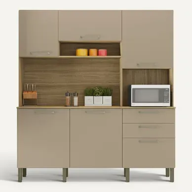 Buffet De Cuisine 6 Portes 2 Tiroirs Chêne Et Taupe L 180.2 H 198 P 38.8 Cm Buffet De Cuisine 6 Portes 2 Tiroirs Chêne Et Taupe L 180.2 H 198 P 38.8 Cm