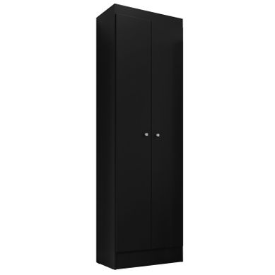 Armoire Multifonctions Noire 2 Portes 5 Niches L 55 H 180 P 35 Cm