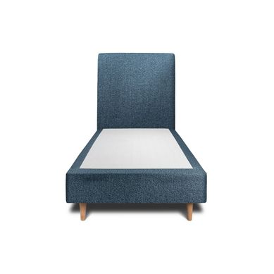 Lit 90x200cm Avec Tête De Lit Tapissier Bouclette Et Sommier Tapissier Bleu