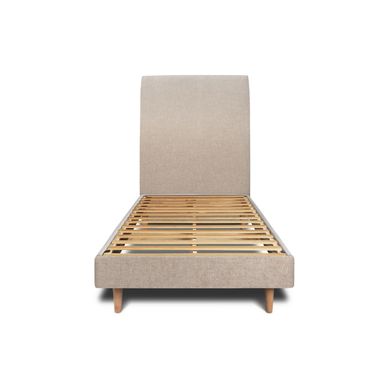 Lit 90x200cm Avec Tête De Lit Tapissier Tissu Et Sommier Kit Beige Brun Lit 90x200cm Avec Tête De Lit Tapissier Tissu Et Sommier Kit Beige Brun