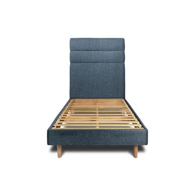 Lit 90x200cm Avec Tête De Lit Lignes Bouclette Et Sommier Kit Bleu