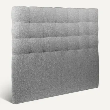 Tete De Lit Capitonnée Bouclette Gris L 180 Cm - Ep 10 Cm Rembourré