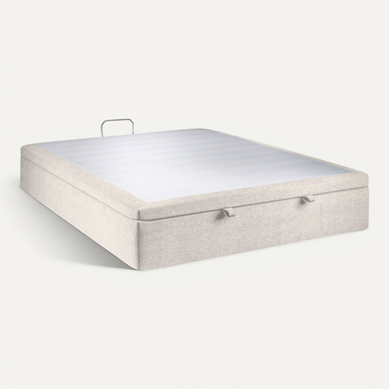 Sommier Coffre Tissu Beige Clair 200x200 H39cm