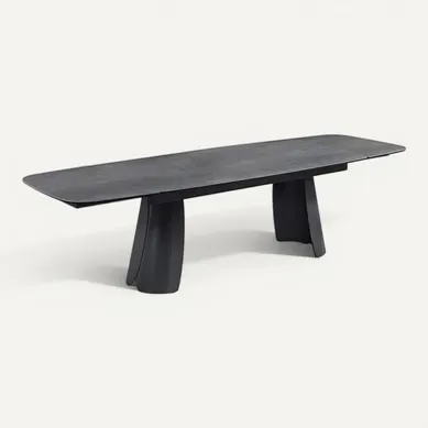 Table Extensible 200 À 300 Cm Céramique Gris Pieds Demi-lune - Alyssa Table Extensible 200 À 300 Cm Céramique Gris Pieds Demi-lune - Alyssa