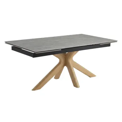 Table Extensible 160 À 240 Cm Céramique Gris Marbré Pied Croisé Bois Clair - Arizona 12 Table Extensible 160 À 240 Cm Céramique Gris Marbré Pied Croisé Bois Clair - Arizona 12