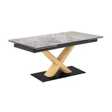 Table Extensible 160 À 240 Cm Céramique Gris Laqué Pied Central X Plaqué Bois Clair - Dakota 13 Table Extensible 160 À 240 Cm Céramique Gris Laqué Pied Central X Plaqué Bois Clair - Dakota 13