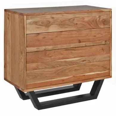 Commode En Bois D'acacia Massif Et Pieds En Métal Noir - Ottawa Commode En Bois D'acacia Massif Et Pieds En Métal Noir - Ottawa