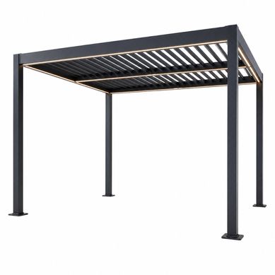 Corfu - Pergola Bioclimatique À LED 3x3m Structure Aluminium Lames Orientables