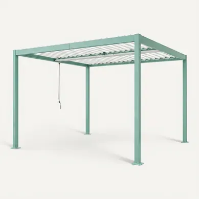 Rhodes - Pergola Bioclimatique 3x3m Structure Et Lames Orientables En Aluminium Vert Rhodes - Pergola Bioclimatique 3x3m Structure Et Lames Orientables En Aluminium Vert
