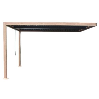 Sifnos - Pergola Bioclimatique 4x3m Adossée Effet Bois