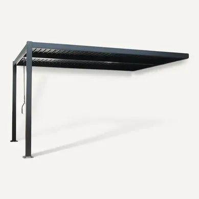Sifnos - Pergola Bioclimatique 4x3m Adossée En Aluminium Noir Sifnos - Pergola Bioclimatique 4x3m Adossée En Aluminium Noir