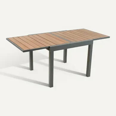 Nido - Table De Jardin Extensible 180 Cm En Aluminium Et Bois D'eucalyptus