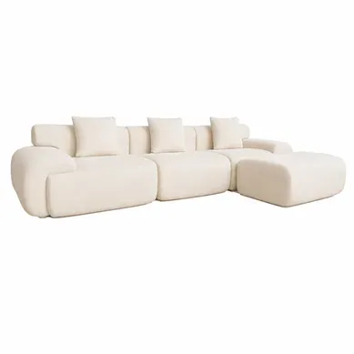 Sheffield - Canapé Nuage Compressé Modulable En Tissu Chenille Beige 4/5 Places Sheffield - Canapé Nuage Compressé Modulable En Tissu Chenille Beige 4/5 Places