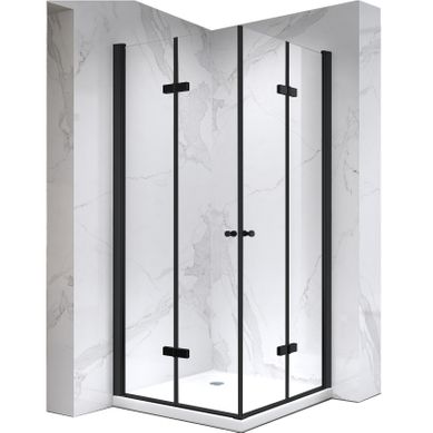 Cabine De Douche Noire 85x85 Cm Eliza-black H.190 Porte Pivotante Pliante Verre 6 Mm