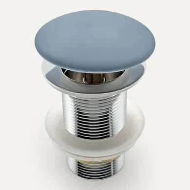 Bonde De Lavabo Pop-up Bleu Cendré Mat Raccord Standad G1 1/4" En Laiton Chromé Collection Lito