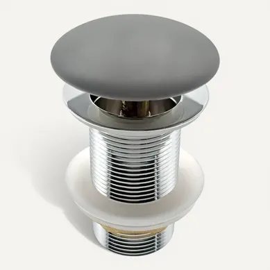 Bonde De Lavabo Pop-up Gris Ciment Mat Raccord Standad G1 1/4" En Laiton Chromé Collection Lito