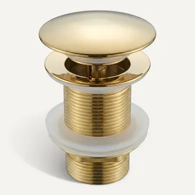 Bonde De Lavabo Pop-up Or Brillant Raccord Standad G1 1/4" En Laiton Chromé Collection Lito