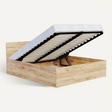 Lit Coffre 120 X 190 Cm Panama - Coffre De 430 Litres - Sommier Inclus - Chêne Lit Coffre 120 X 190 Cm Panama - Coffre De 430 Litres - Sommier Inclus - Chêne