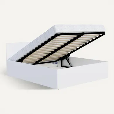 Lit Coffre 120 X 190 Cm Panama - Coffre De 430 Litres - Sommier Inclus - Blanc Lit Coffre 120 X 190 Cm Panama - Coffre De 430 Litres - Sommier Inclus - Blanc