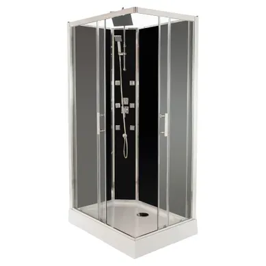 Cabine De Douche Hydromassante Et Hydrothérapie Selia - Sans Silicone - 110x80cm - Chromé - En Kit Cabine De Douche Hydromassante Et Hydrothérapie Selia - Sans Silicone - 110x80cm - Chromé - En Kit