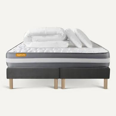 Pack Matelas 180x200 + Double Sommiers Gris 90x200 Memo Plus Mémoire De Forme 3 Zones + 2 Oreillers Pack Matelas 180x200 + Double Sommiers Gris 90x200 Memo Plus Mémoire De Forme 3 Zones + 2 Oreillers