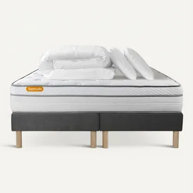 Ensemble Matelas 180x200 + Double Sommiers Gris 90x200 Memo Luxe Ressorts Ensachés + Mémoire De Form Ensemble Matelas 180x200 + Double Sommiers Gris 90x200 Memo Luxe Ressorts Ensachés + Mémoire De Form