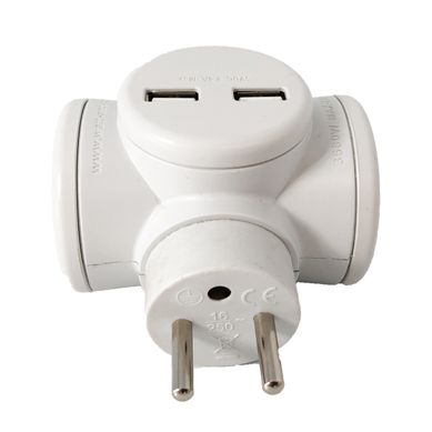 Biplite USB WATT&CO MPF2CUSB-BLC-CT blanche vue de face