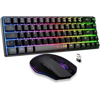 Combo Clavier 60% Azerty Sans Fil + Souris 6400 Dpi Rétroéclairée Combo Clavier 60% Azerty Sans Fil + Souris 6400 Dpi Rétroéclairée