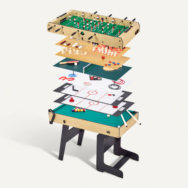 Table Multi Jeux Pliable 16 En 1 - Baby-foot, Ping Pong, Billard, Bowling, Palets,...