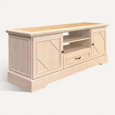 Meuble TV L.148 cm COSTAL Imitation chêne clair vieilli vue 3/4