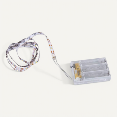 Ruban LED Adhésif 1 Mètre, Lumière Blanche Intense, Sans Branchement, Fonctionne Avec 3 Piles AA