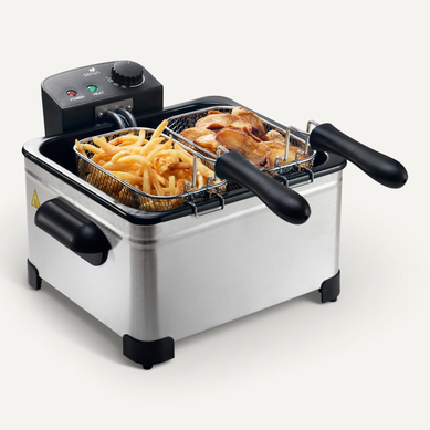 Friteuse électrique inox 5L – 3 paniers – Température jusqu'à 190°C – Cuve amovible Friteuse électrique inox 5L – 3 paniers – Température jusqu'à 190°C – Cuve amovible