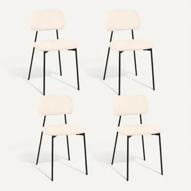 Lot De 4 Chaises De Salle à Manger Tala En Tissu Mélangé Beige Lot De 4 Chaises De Salle à Manger Tala En Tissu Mélangé Beige