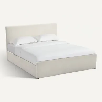 Lit coffre a ouverture latérale 140x190 cm CLEA en côtelé beige Lit coffre a ouverture latérale 140x190 cm CLEA en côtelé beige vue 3/4