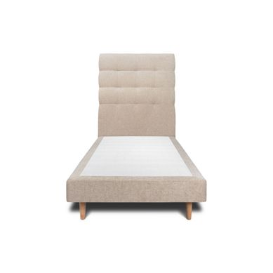 Lit 90x190cm Avec Tête De Lit Capitonnée Tissu Et Sommier Tapissier Beige Brun Lit 90x190cm Avec Tête De Lit Capitonnée Tissu Et Sommier Tapissier Beige Brun
