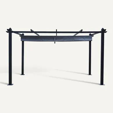 Nila 3x4m - Pergola Auto-portée En Aluminium Avec Toile Rétractable Grise Nila 3x4m - Pergola Auto-portée En Aluminium Avec Toile Rétractable Grise