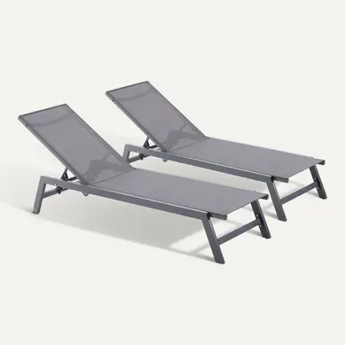 Prato - Lot De 2 Bains De Soleil Gris En Aluminium