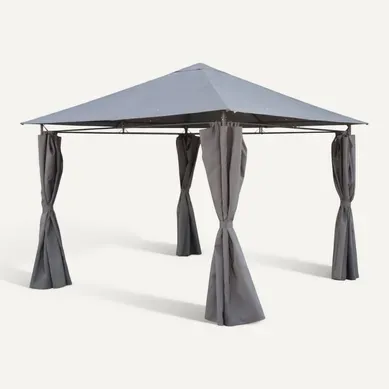 Tonnelle 3x3 M - Elusa - Toile Grise - Pergola Avec Rideaux. Tente De Jardin. Barnum. Chapiteau. Tonnelle 3x3 M - Elusa - Toile Grise - Pergola Avec Rideaux. Tente De Jardin. Barnum. Chapiteau.