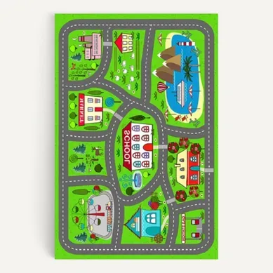 Tapis Enfant Village Vert - 80x150cm Tapis Enfant Village Vert - 80x150cm