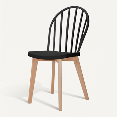 Chaise De Salle à Manger Emy Noire Avec Pieds En Bois Chaise De Salle à Manger Emy Noire Avec Pieds En Bois