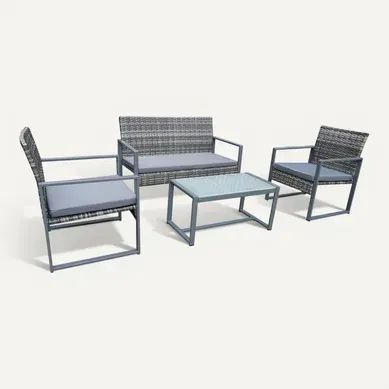 Esna Salon De Jardin Bas Résine Tressée Gris Foncé 4p Esna Salon De Jardin Bas Résine Tressée Gris Foncé 4p