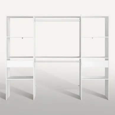 Elysée - Grand Dressing Avec 2 Penderies, 6 étagères Et 2 Tiroirs Blanc Elysée - Grand Dressing Avec 2 Penderies, 6 étagères Et 2 Tiroirs Blanc