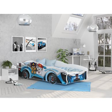 Lit Enfant Voiture 80x160 Cm Pat Patrouille - Avec Sommiers Et Matelas Mousse Lit Enfant Voiture 80x160 Cm Pat Patrouille - Avec Sommiers Et Matelas Mousse