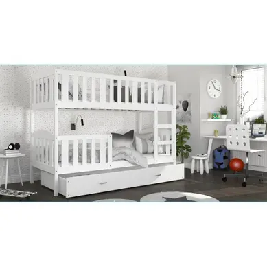 Lit Superposé Enfant 80 X 160 Cm Teo - Matelas Et Tiroir Inclus - Certifié - Blanc - Blanc Lit Superposé Enfant 80 X 160 Cm Teo - Matelas Et Tiroir Inclus - Certifié - Blanc - Blanc