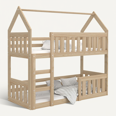 Lit Superposé Enfant Cabane Mini 80 X 160 Cm - Bois Massif - Barrière De Sécurité Incluse - Pin Lit Superposé Enfant Cabane Mini 80 X 160 Cm - Bois Massif - Barrière De Sécurité Incluse - Pin