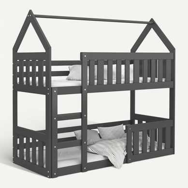 Lit Superposé Cabane Mini 80x160 Gris - Gris Lit Superposé Cabane Mini 80x160 Gris - Gris